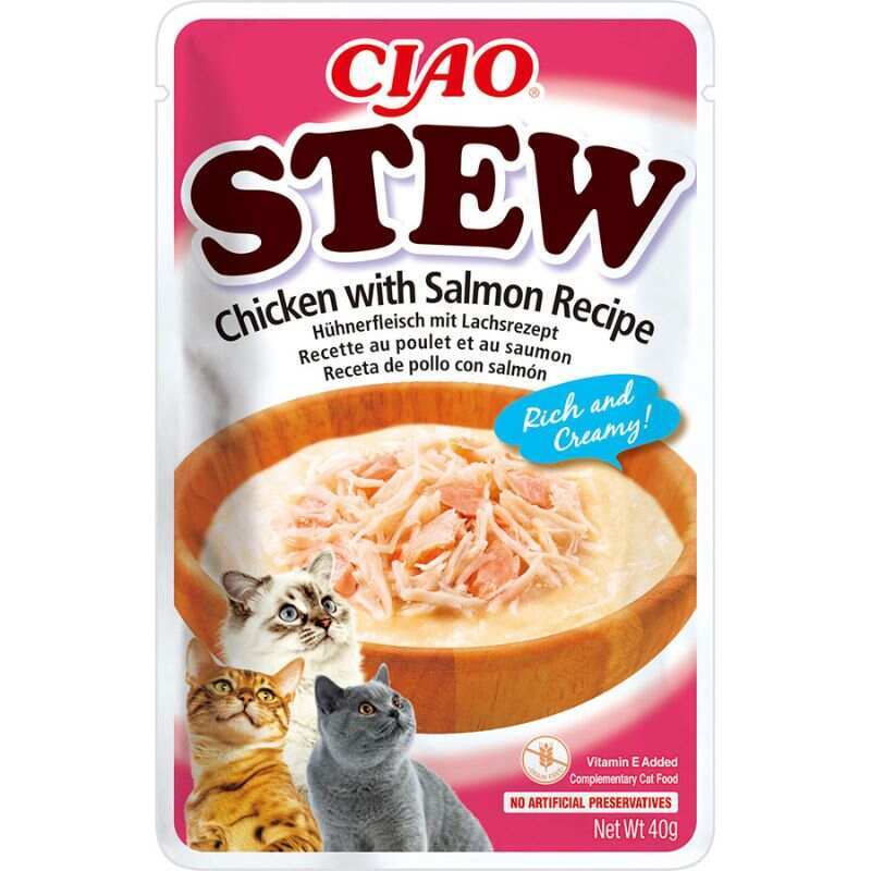 Inaba Ciao Stew - Лакомство для котов с тушеной курицей и лососем